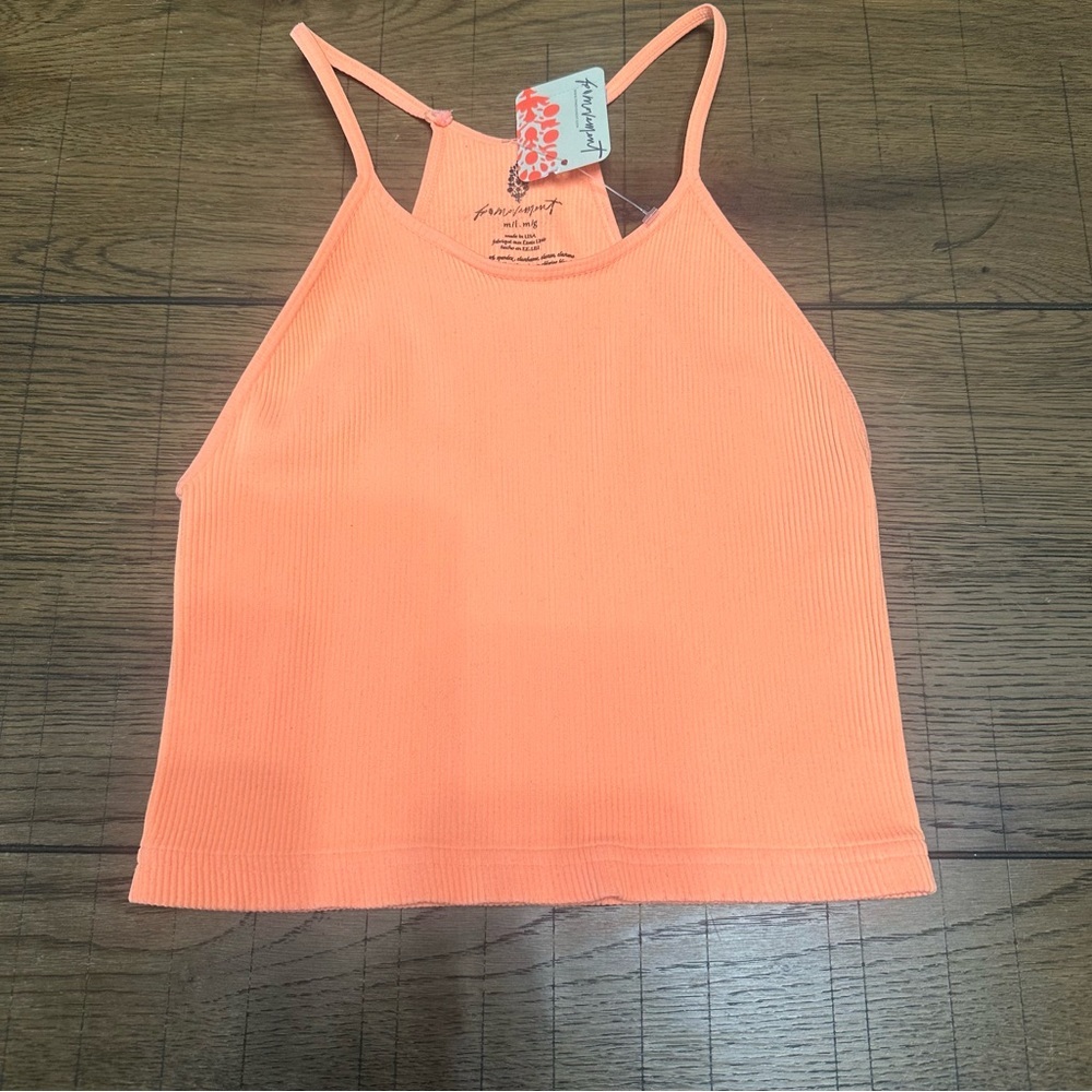 Free People Movement Happiness Runs Crop Tank Bright Orange M-L NWT